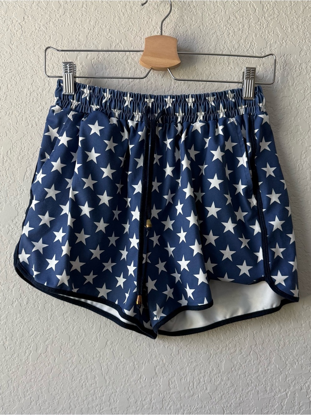 4th of July Jess Lea Star-Print Navy Athletic Shorts with Drawstring
